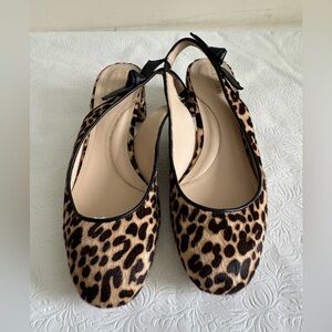 Cole Haan Leather Animal Print Slingback Heels Bow